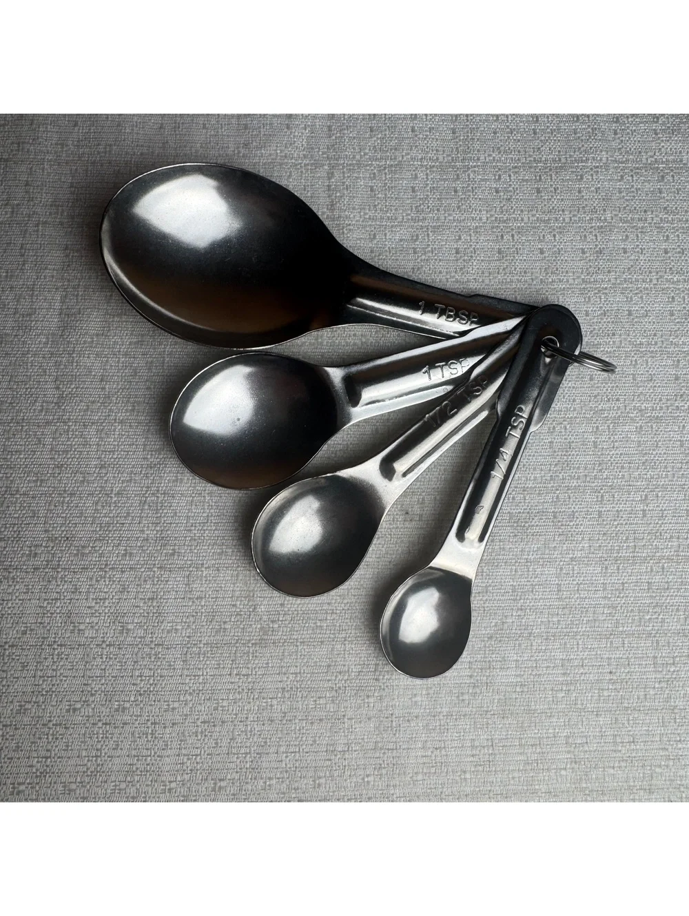 Vintage Stainless Steel Measuring Spoon Set 4 Piece Ring 1 Tbsp to 1/4 Tsp